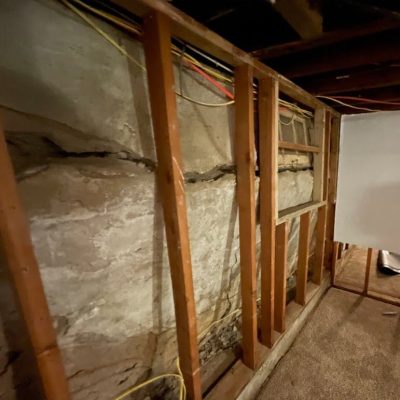 Bowing Basement Wall, Before Repairs